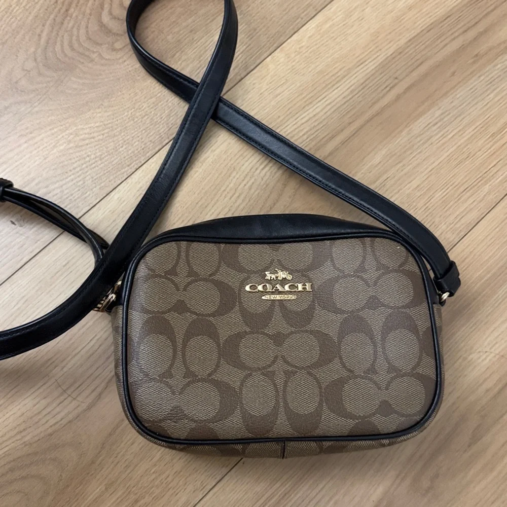 Coach Tan and Black Signature Crossbody Bag - Picture 2 of 3